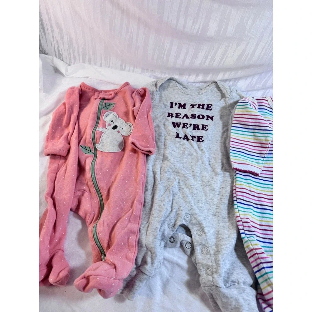 Carter's & The Children's Place Baby‎ Girl Sleepers Bodysuit Bundle 0-3M 4pc